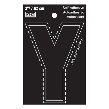 Hy-Ko 3In Black Vinyl Letter Y, 10PK A30435